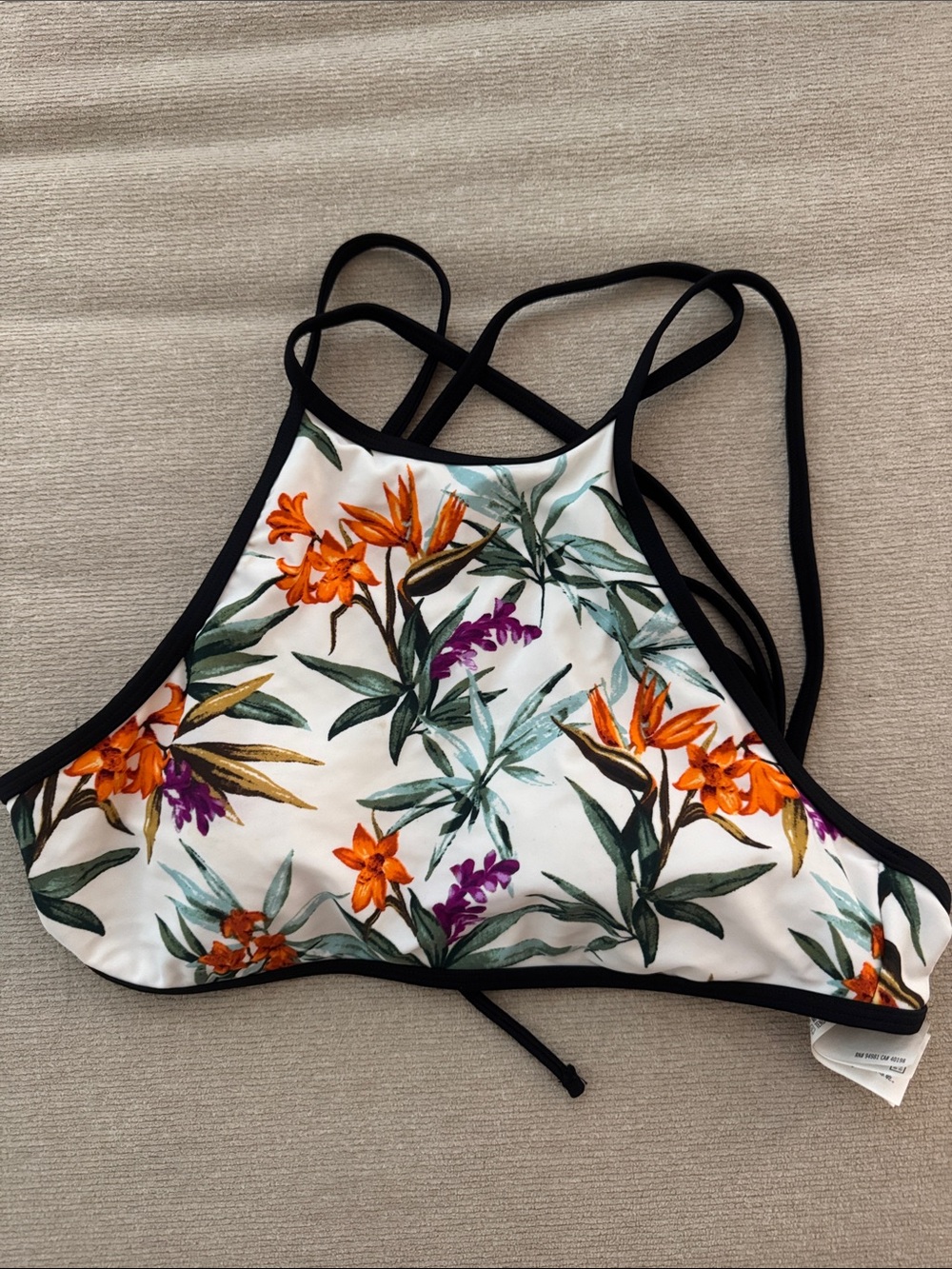 Floral bikini top with built in cups